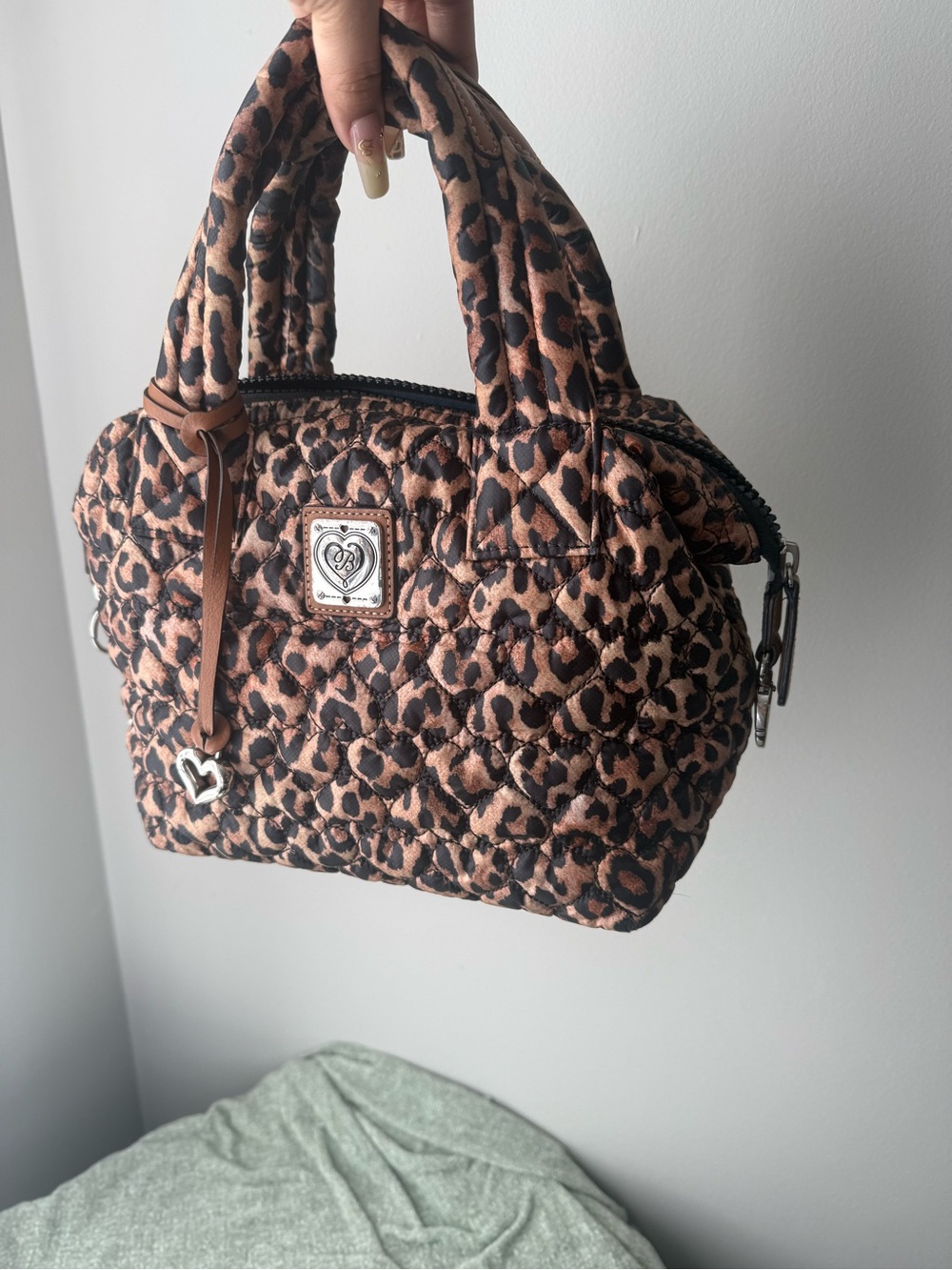 Brighton Leopard-Print Quilted Mini Satchel - Brown & Black